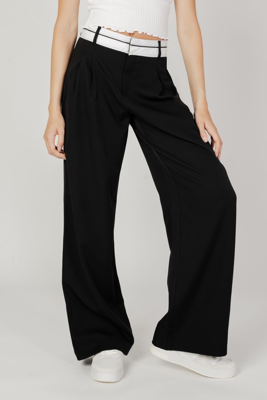 Donna Only | Pantaloni A Palazzo Only Onlmalika Detail Pant Tlr Nero