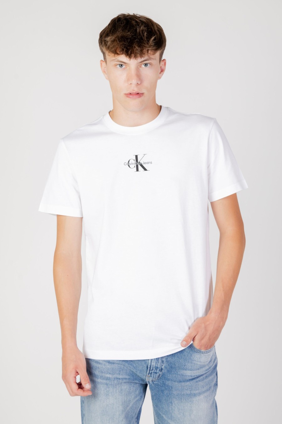 Uomo Calvin Klein | T-Shirt Calvin Klein Monologo Regular Bianco