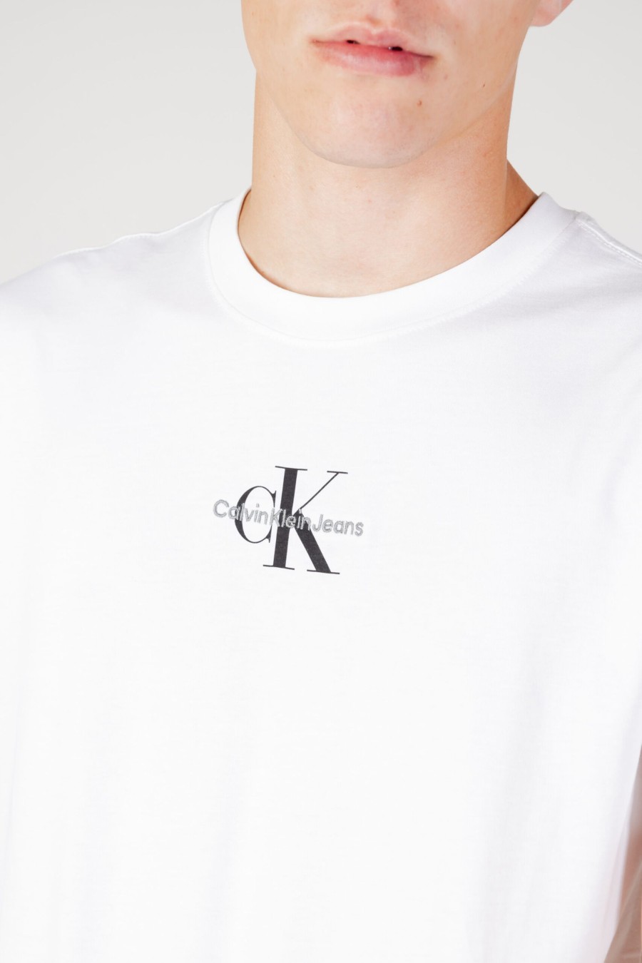 Uomo Calvin Klein | T-Shirt Calvin Klein Monologo Regular Bianco