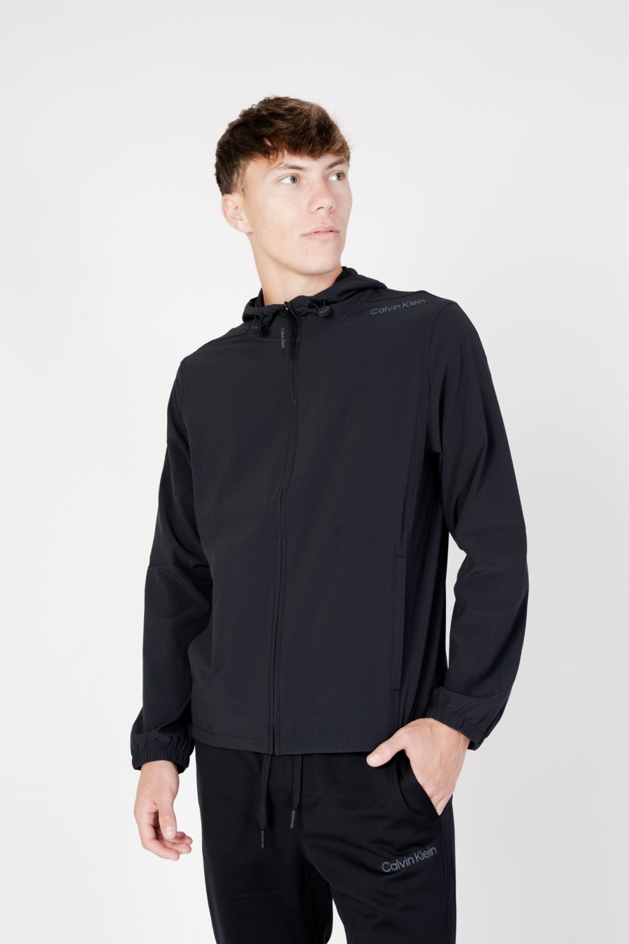 Uomo Calvin Klein Sport | Felpa Con Cappuccio Calvin Klein Sport Wo - Wind Jacket Nero