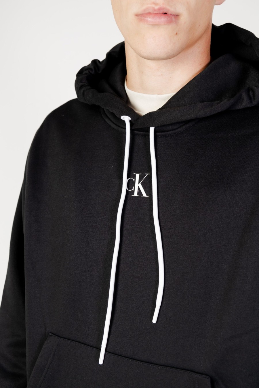 Uomo Calvin Klein | Felpa Con Cappuccio Calvin Klein Blocking Hoodie Nero