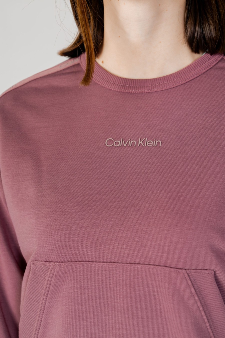 Donna Calvin Klein Sport | Felpa Senza Cappuccio Calvin Klein Sport Pw - Pullover Cropped Rosa Antico