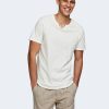 Uomo Jack Jones | T-Shirt Jack Jones Esplit Neck Tee Ss Noos Panna