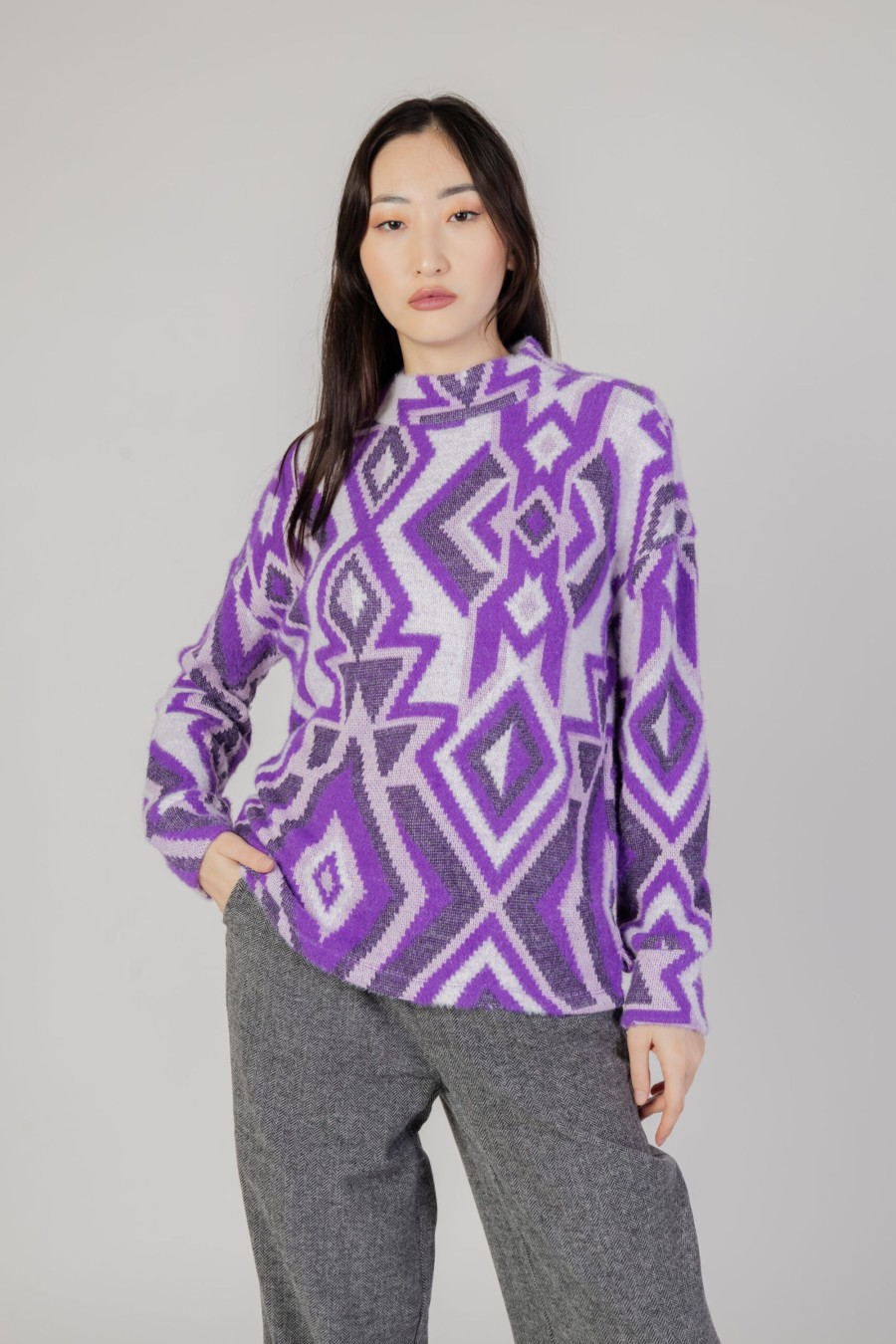 Donna Street One | Maglione Street One Fluffy Dessin Turtle Viola