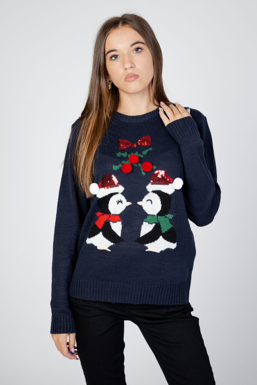 Donna Only | Maglione Only Onlxmas Kiss Ls Oneck Knt Blue Scuro