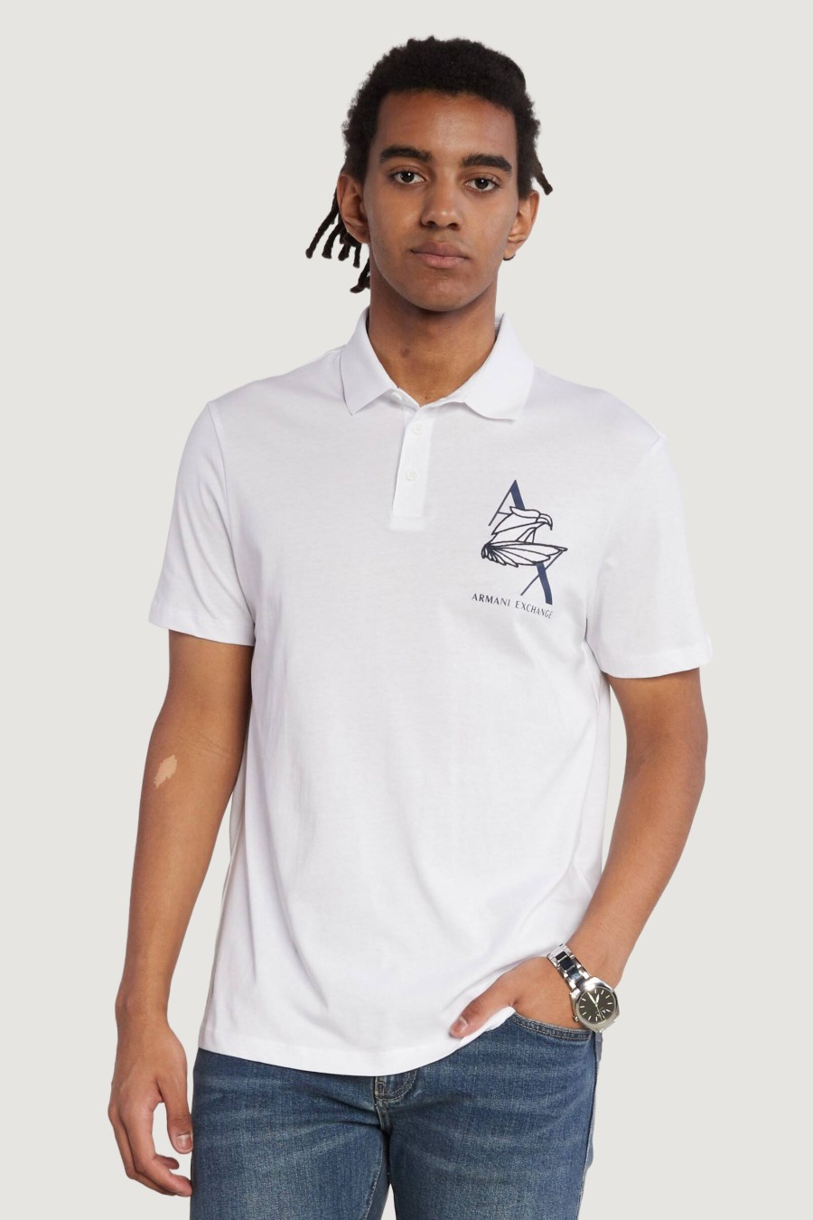 Uomo Armani Exchange | Polo Manica Corta Armani Exchange Bianco