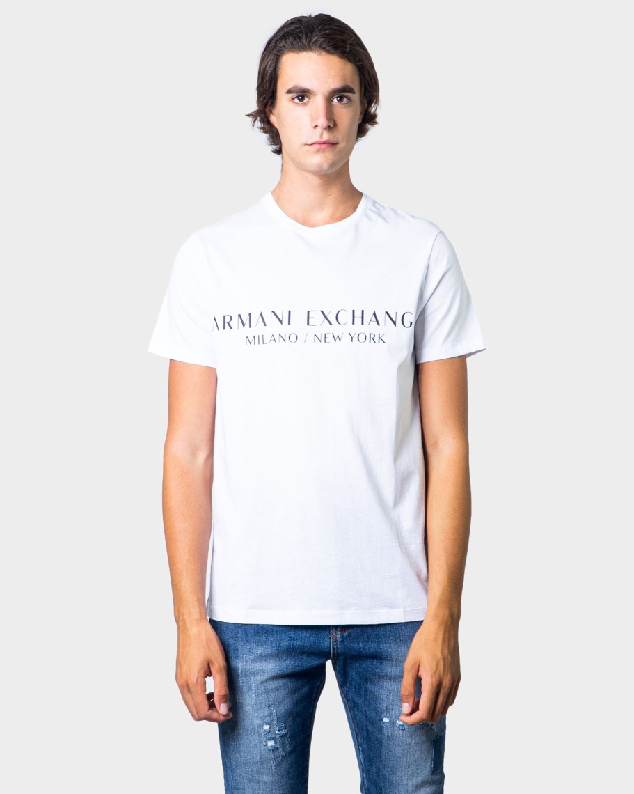 Uomo Armani Exchange | T-Shirt Armani Exchange Milano/New York Bianco