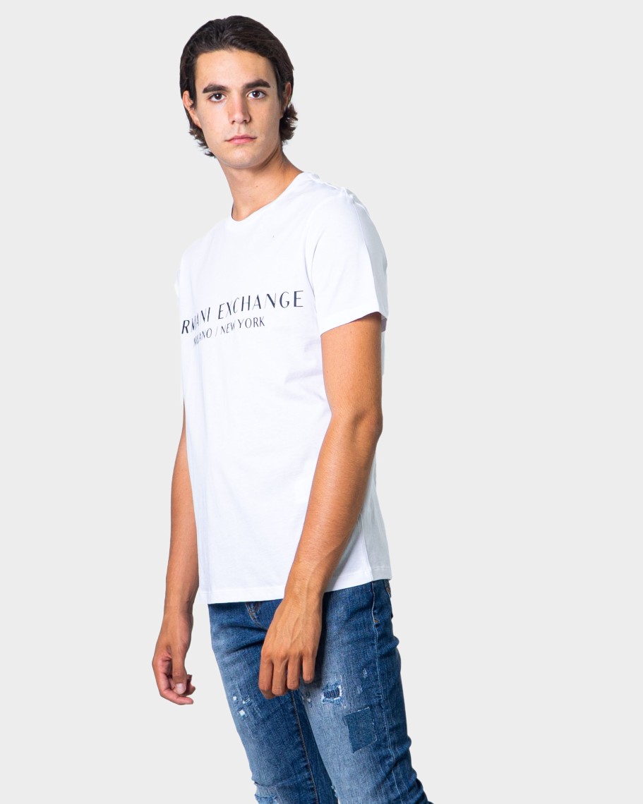 Uomo Armani Exchange | T-Shirt Armani Exchange Milano/New York Bianco