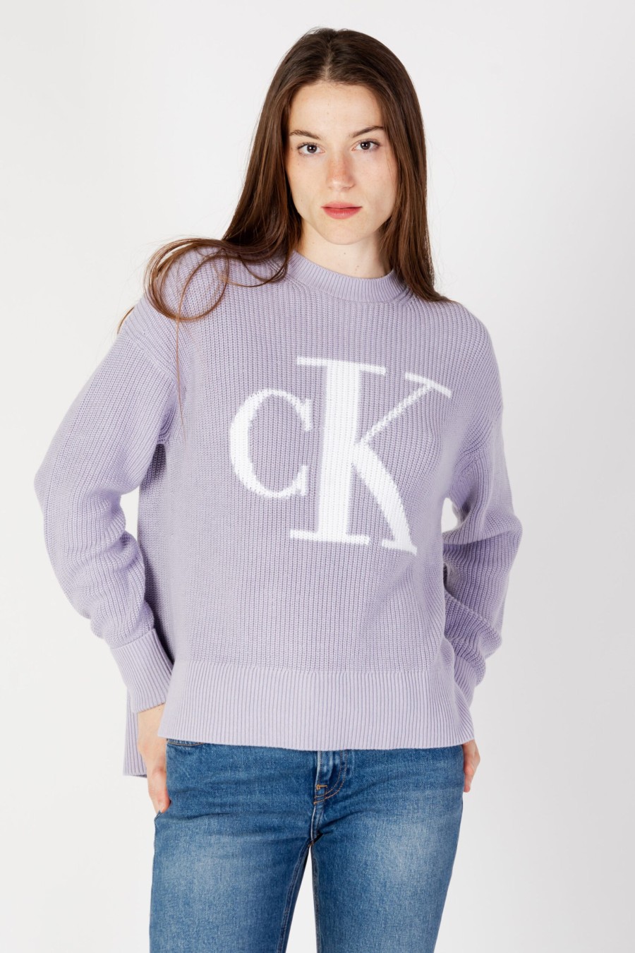 Donna Calvin Klein | Maglione Calvin Klein Ck Intarsia Loose Lilla