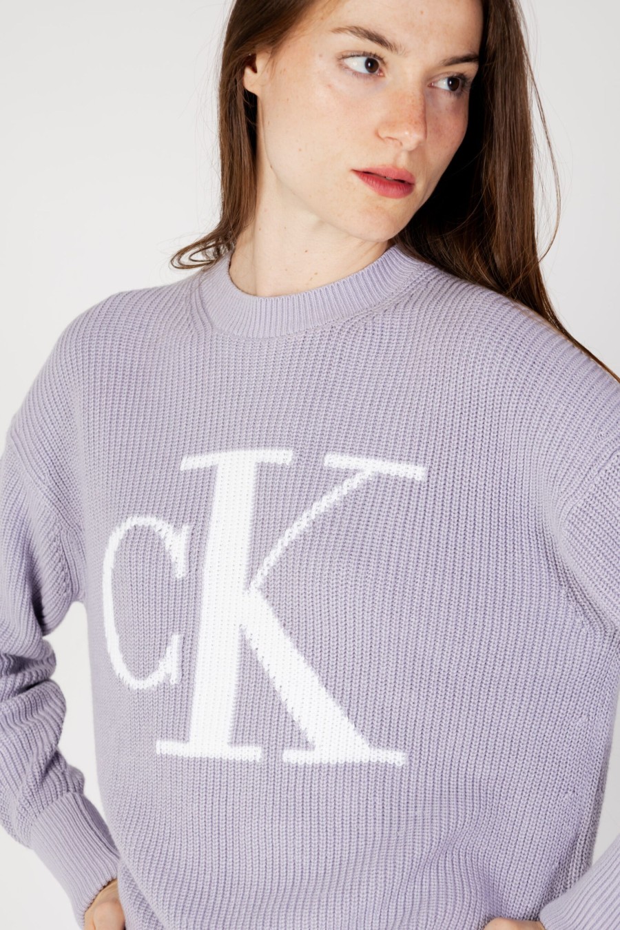 Donna Calvin Klein | Maglione Calvin Klein Ck Intarsia Loose Lilla