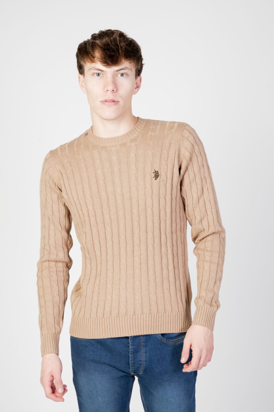 Uomo U.S. Polo Assn. | Maglione U.S. Polo Assn. Bert Eh03 Beige Scuro