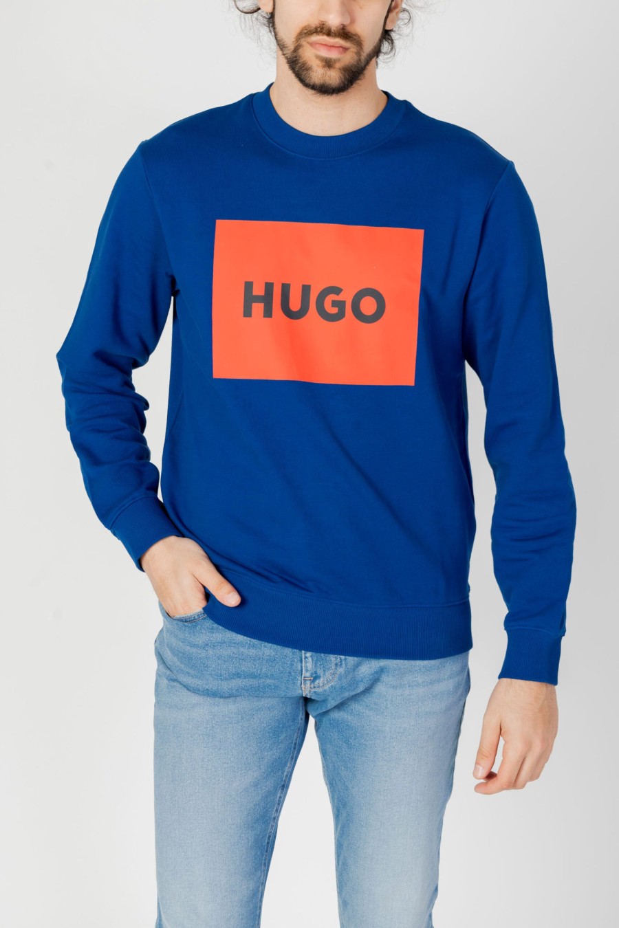 Uomo Hugo | Felpa Senza Cappuccio Hugo Jersey Duragol 222 Blu