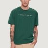 Uomo Tommy Hilfiger | T-Shirt Tommy Hilfiger Reg Linear Logo Verde