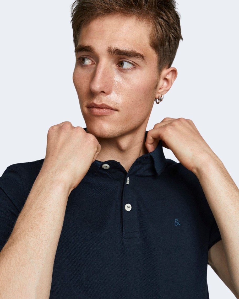 Uomo Jack Jones | Polo Manica Corta Jack Jones Jjepaulos Polo Ss Noos Blue Scuro