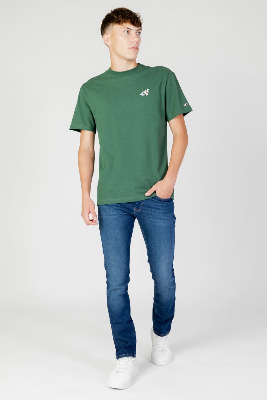 Uomo Tommy Hilfiger | T-Shirt Tommy Hilfiger Tjm Clsc Signature T Verde Scuro