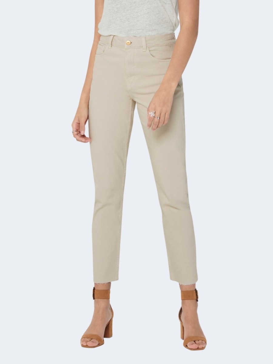 Donna Only | Jeans Mom Only Emily Hw Life Raw Crpank Noos Beige