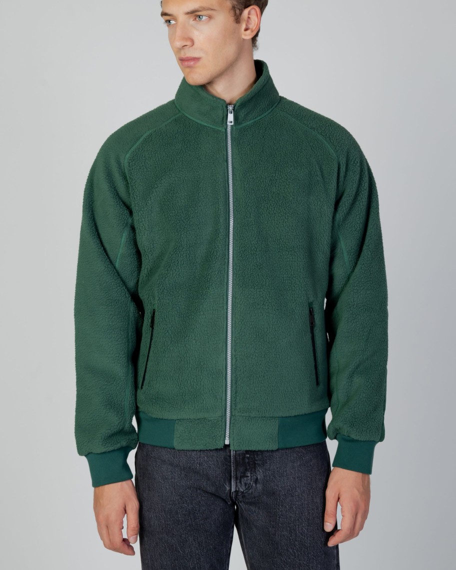 Uomo Aquascutum | Felpa Senza Cappuccio Aquascutum Active One Color Sherpa Verde