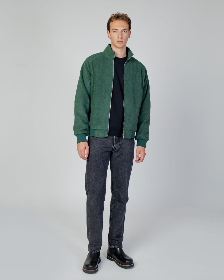 Uomo Aquascutum | Felpa Senza Cappuccio Aquascutum Active One Color Sherpa Verde