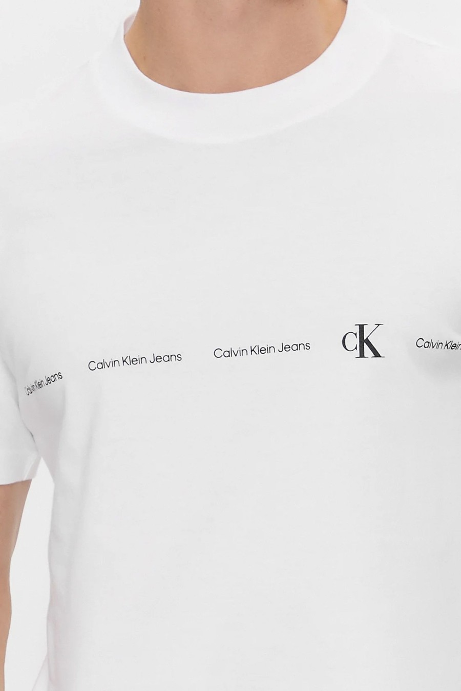 Uomo Calvin Klein | T-Shirt Calvin Klein Logo Repeat Bianco