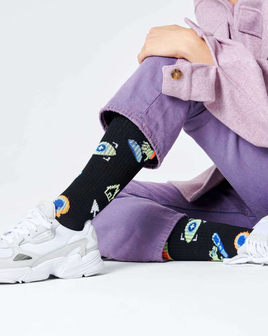 Donna Happy Socks | Calzini Happy Socks Technology Knee High Socks Nero