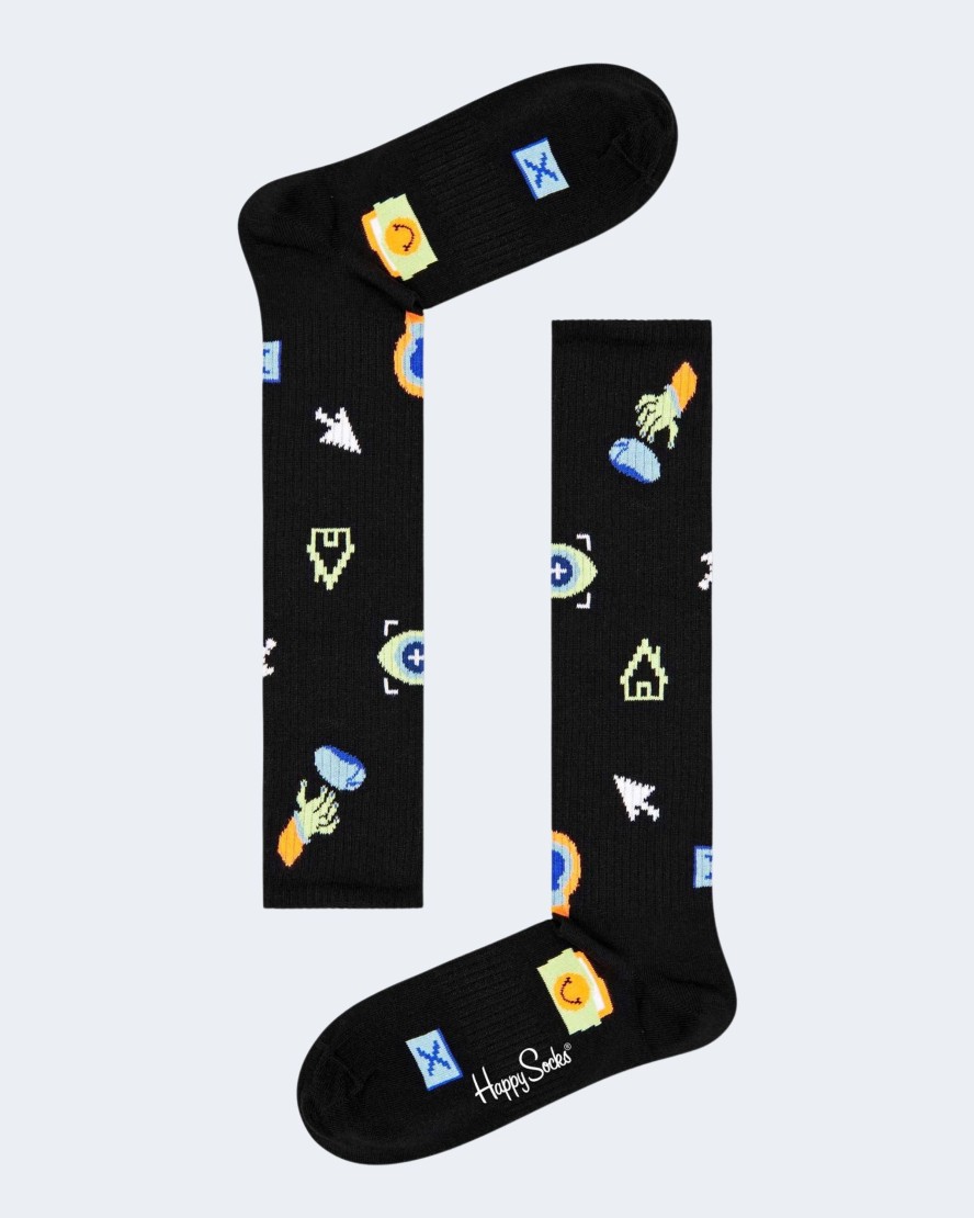 Donna Happy Socks | Calzini Happy Socks Technology Knee High Socks Nero