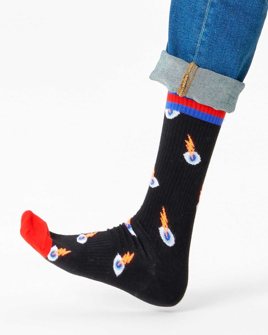 Donna Happy Socks | Calzini Happy Socks I See You Thin Crew Socks Nero