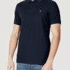 Uomo Calvin Klein | Polo Manica Corta Calvin Klein Logo Refined Pique Slim Blue Scuro