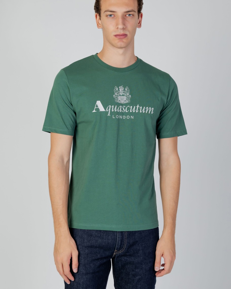 Uomo Aquascutum | T-Shirt Aquascutum Active Big Logo Verde