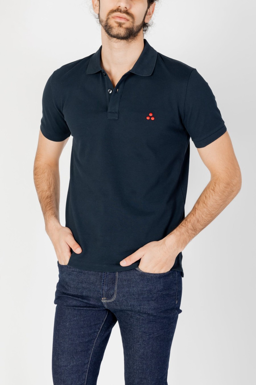 Uomo Peuterey | Polo Manica Corta Peuterey Zeno 01 Blu