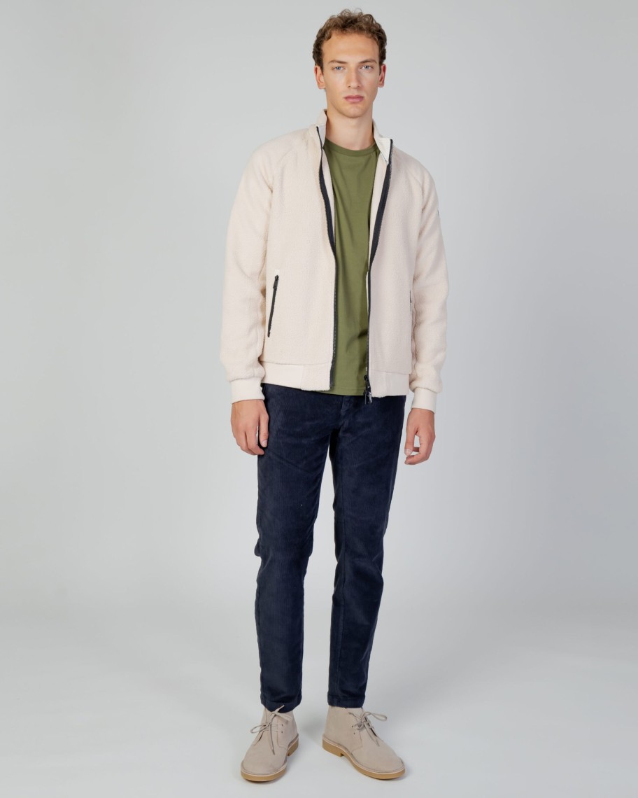 Uomo Aquascutum | Felpa Senza Cappuccio Aquascutum Active One Color Sherpa Beige