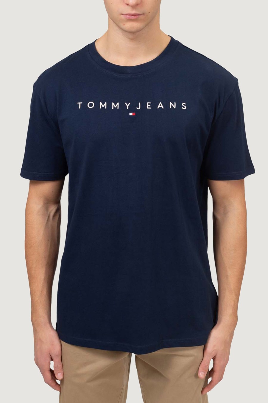 Uomo Tommy Hilfiger | T-Shirt Tommy Hilfiger Reg Linear Logo Blu