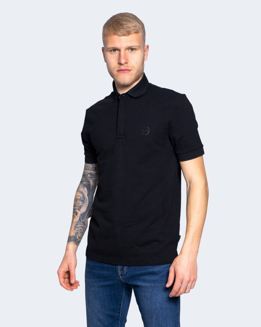 Uomo Armani Exchange | Polo Manica Corta Armani Exchange Nero