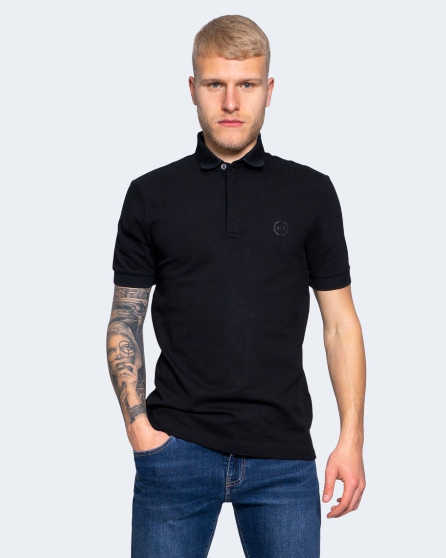 Uomo Armani Exchange | Polo Manica Corta Armani Exchange Nero