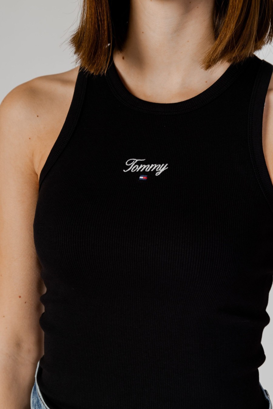 Donna Tommy Hilfiger | Canotta Tommy Hilfiger Slim Script Tank Nero