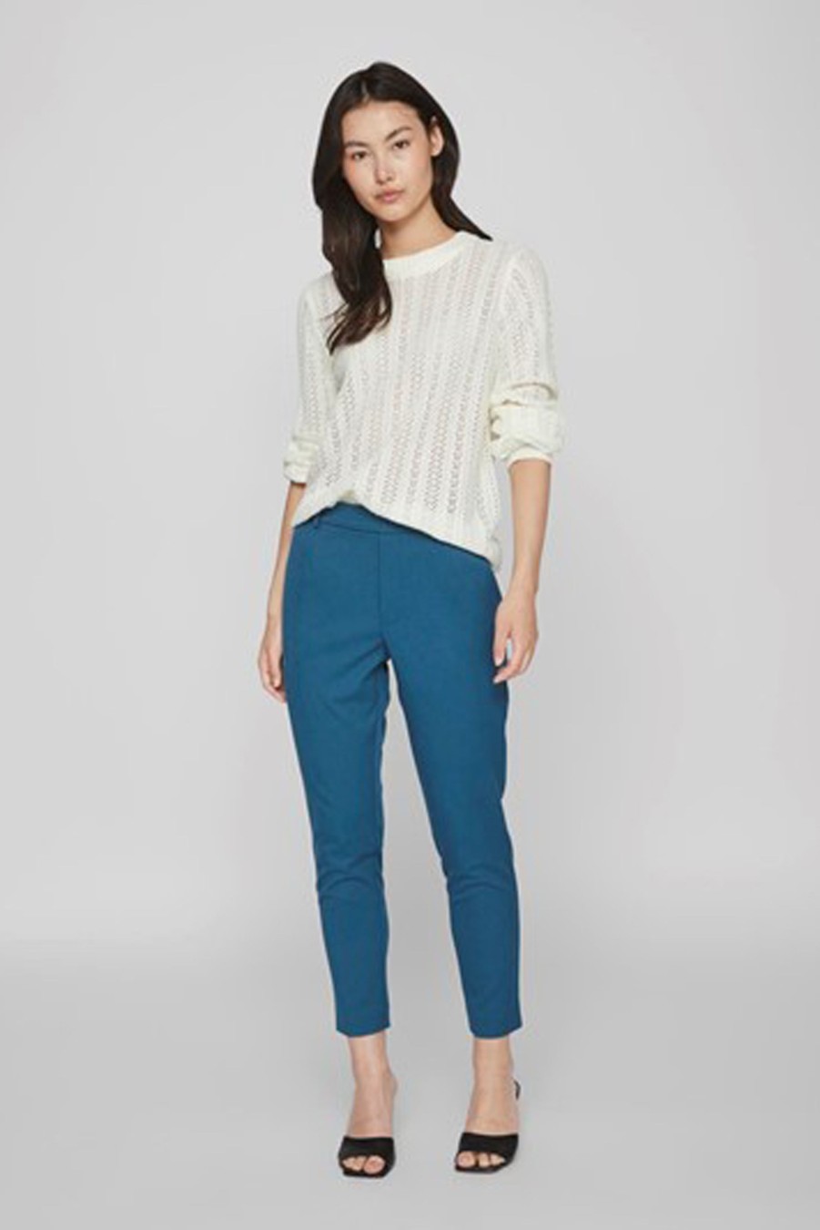 Donna Vila Clothes | Pantaloni A Sigaretta Vila Clothes Vivarone Hw Slim Pant - Noos Blu Marine