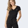 Donna Calvin Klein | T-Shirt Calvin Klein Embroidery Stretch V-Neck Nero