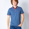 Uomo Jack Jones | Polo Manica Corta Jack Jones Jjepaulos Ss Noos Blue Denim