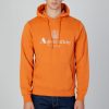 Uomo Aquascutum | Felpa Con Cappuccio Aquascutum Active Big Logo Hoodie Fleece Arancione