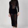 Donna Calvin Klein | Vestito Lungo Calvin Klein Sheer Tight Sweater Nero