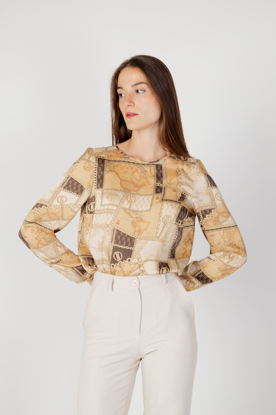 Donna Alviero Martini Prima Classe | Bluse Manica Lunga Alviero Martini Prima Classe Beige