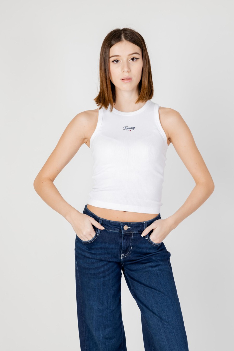 Donna Tommy Hilfiger | Canotta Tommy Hilfiger Slim Script Tank Bianco