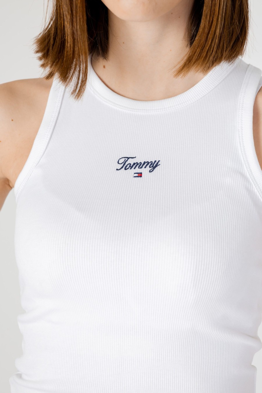 Donna Tommy Hilfiger | Canotta Tommy Hilfiger Slim Script Tank Bianco