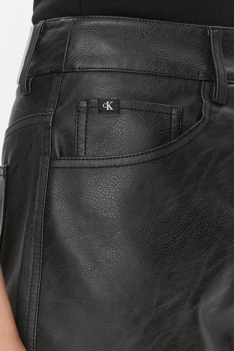 Donna Calvin Klein | Pantaloni A Palazzo Calvin Klein Faux Leather High Nero