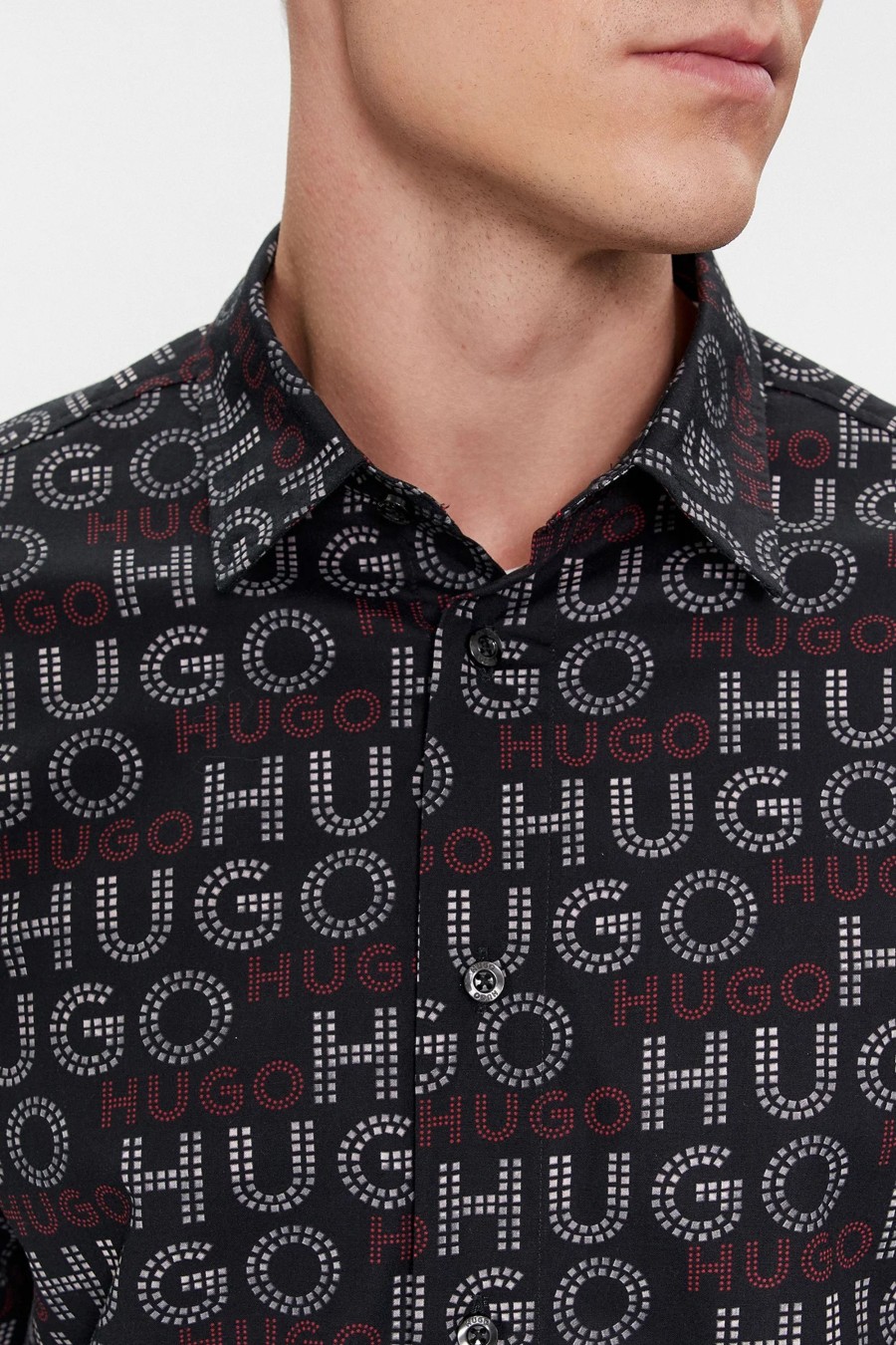 Uomo Hugo | Camicia Manica Lunga Hugo Emero 10254849 01 Nero