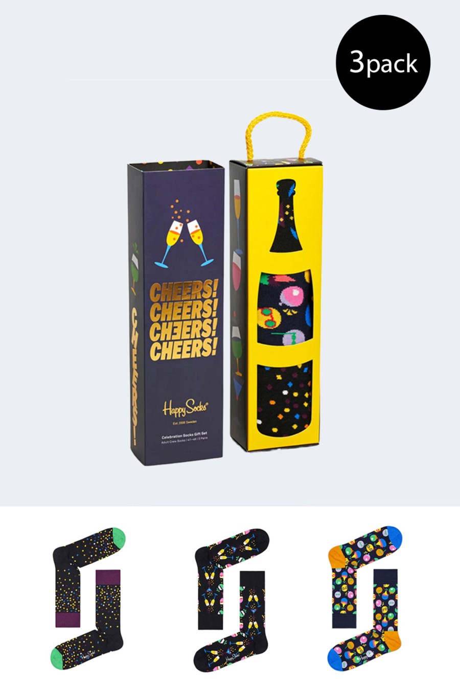 Donna Happy Socks | Calzini Happy Socks Pack Celebration Socks Gift Set Nero