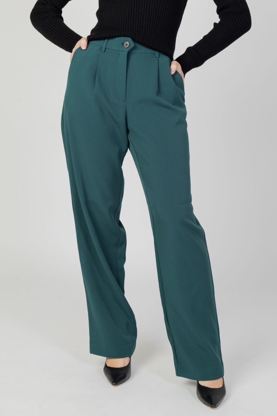 Donna Vila Clothes | Pantaloni Bootcut Vila Clothes Vimarnal Rw Tailored Verde