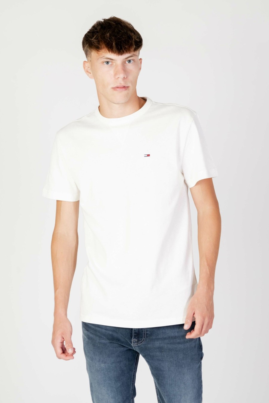 Uomo Tommy Hilfiger | T-Shirt Tommy Hilfiger Tjm Clsc Rib Detail Panna