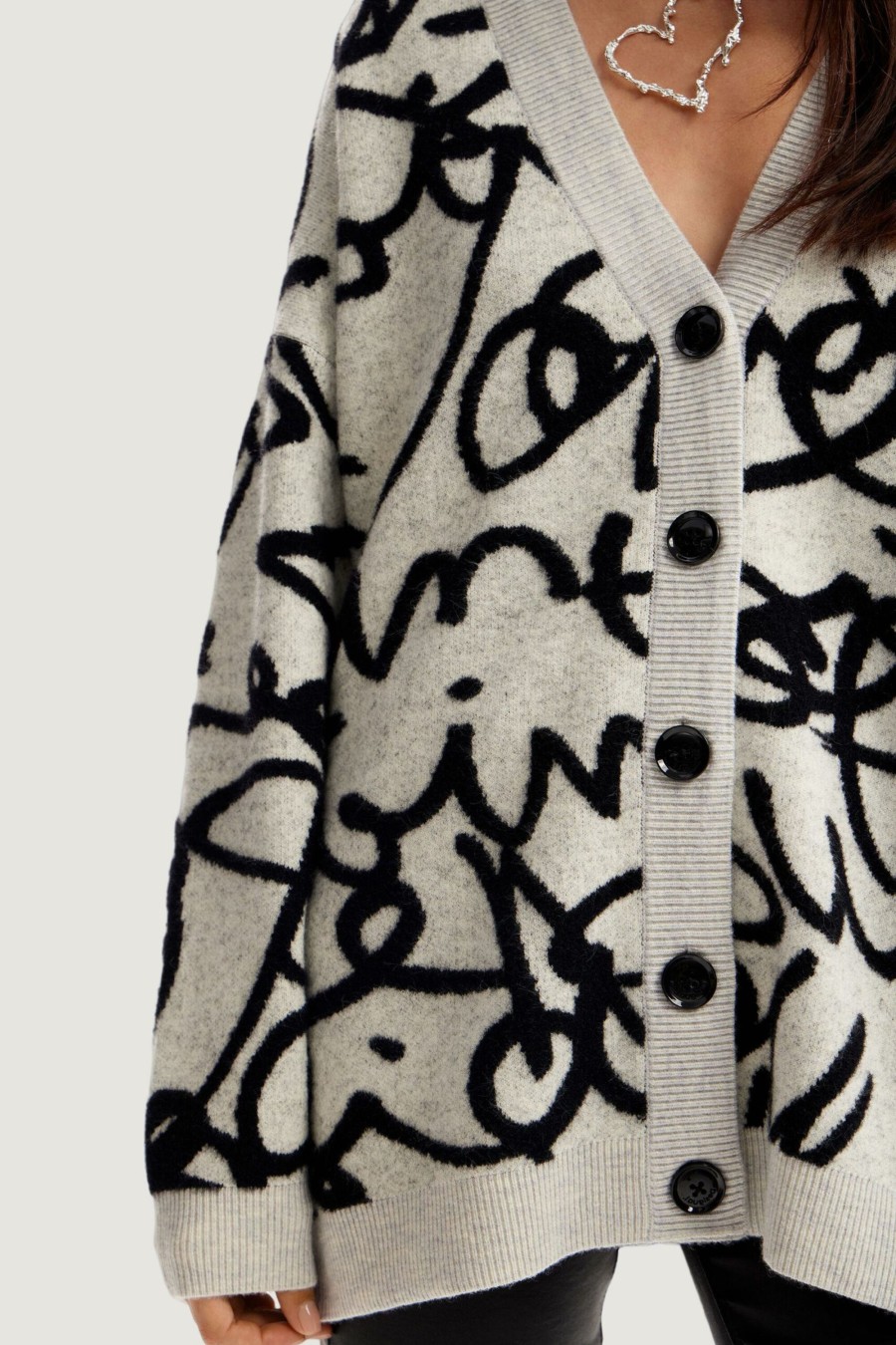 Donna Desigual | Cardigan Desigual Lettering Grigio