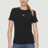 Donna Calvin Klein | T-Shirt Calvin Klein Woven Label Rib Nero