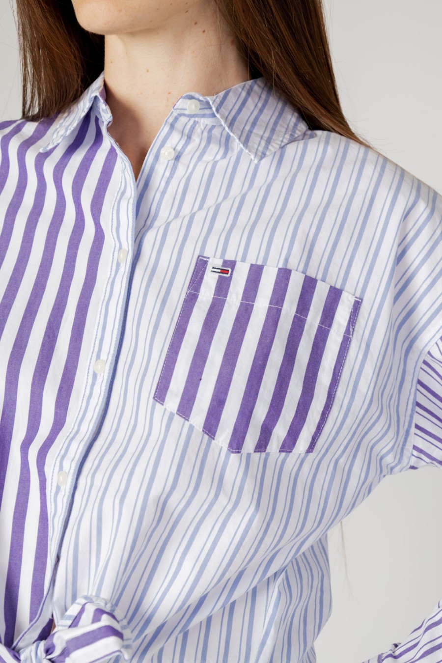 Donna Tommy Hilfiger | Camicia Manica Lunga Tommy Hilfiger Tjw Cblk Stripe Tie Viola